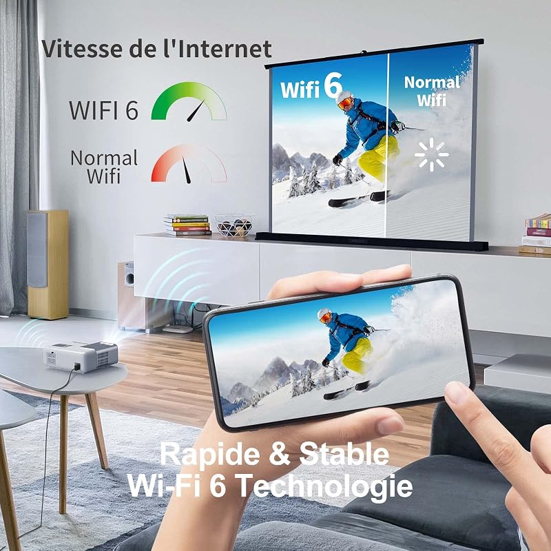 WEWATCH V53 Pro 4K WiFi Projektor, 350 ANSI Lumen, 230" Szélesvásznú Vetítés, Bluetooth, Full HD 1080P, iOS/Android Kompatibilis, Otthoni Mo