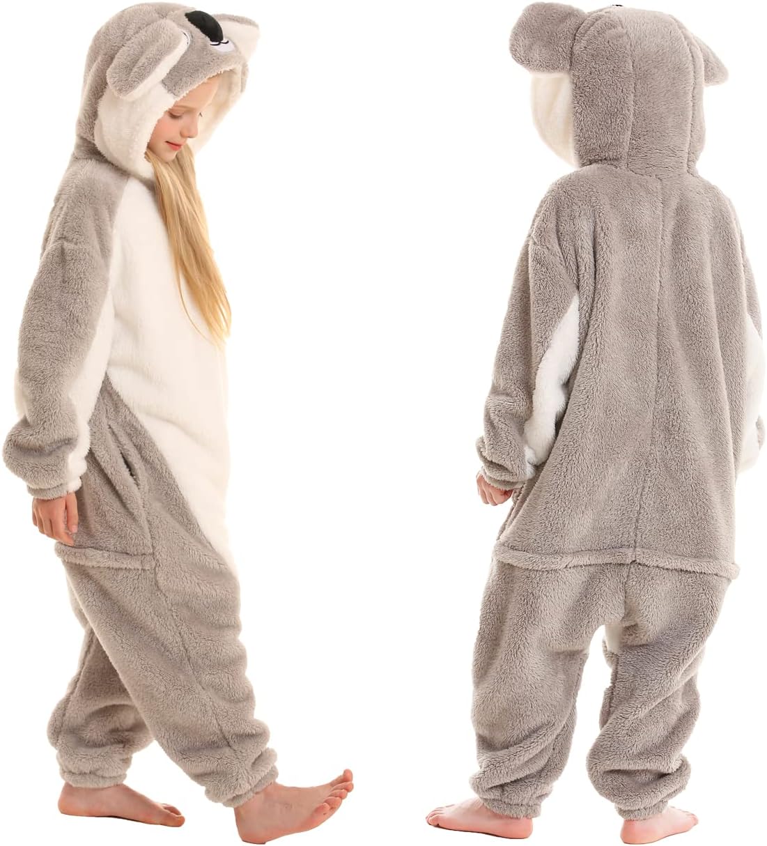 SimZoo Kids Animal Pajamas, Boy Girls Koala Cosplay Costume Sleepwear, One-Piece Unisex Homewear 3-11Y - Image 2