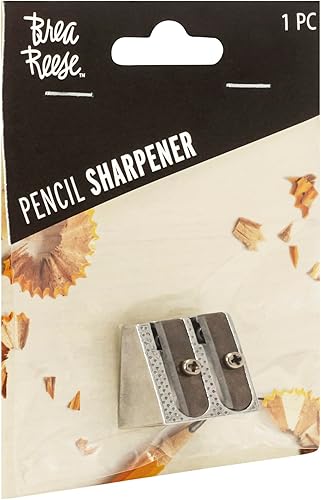 Miniatura 3 de Brea Reese Sacapuntas de metal de mano de 2 agujeros, color plateado