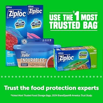 Ziploc Sandwich and Snack Bags with EasyGuide Texture, Plastic Storage Bags with Grip 'n Seal Technology, 280 Bags Total