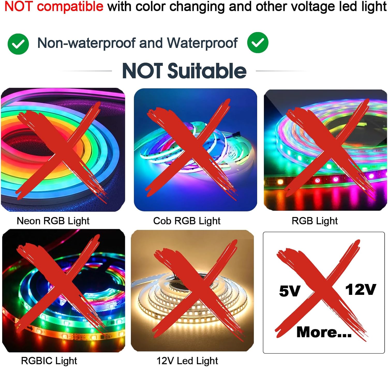 24V LED Power Supply with Dimmer Switch, 48W 24V DC Power Supply for 24 Volt Single Color LED Strip Lights