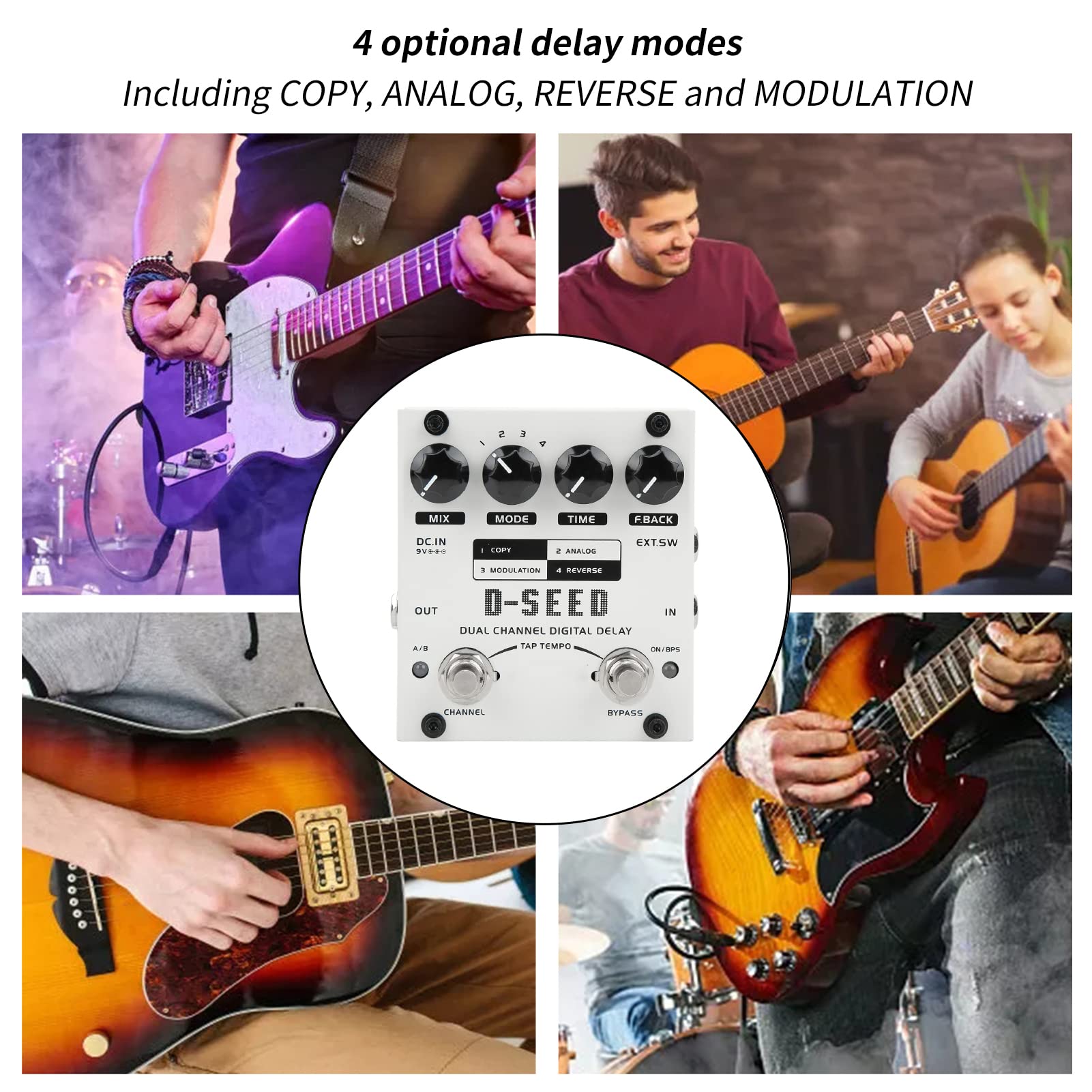 Amazon | ディレイエフェクト、4モード エフェクター 17ms-1000ms