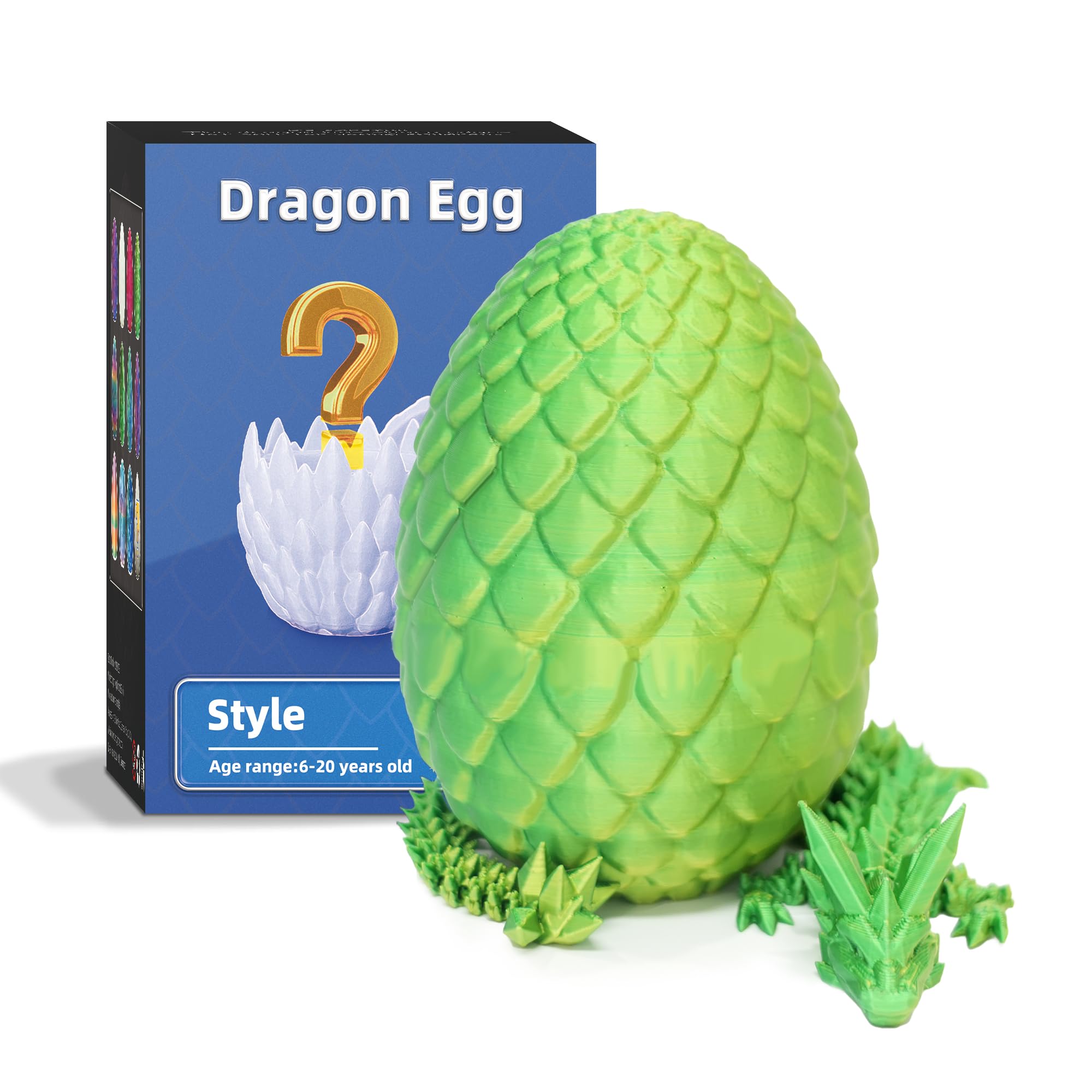 Flavery 3D Printed Egg with 12" Flexible Pearly Sheen Dragon Inside, 3D Printed Surprise Gift - Image 3