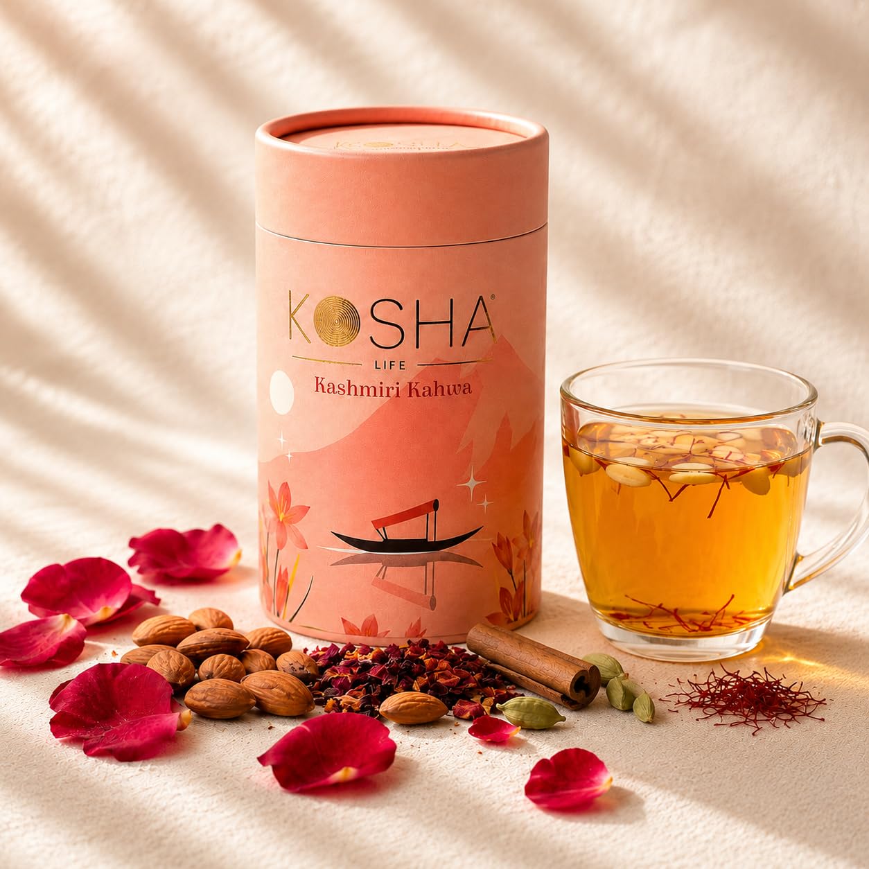 Kosha Life Kashmiri Kahwa Green Tea, 100g | Saffron, Almonds