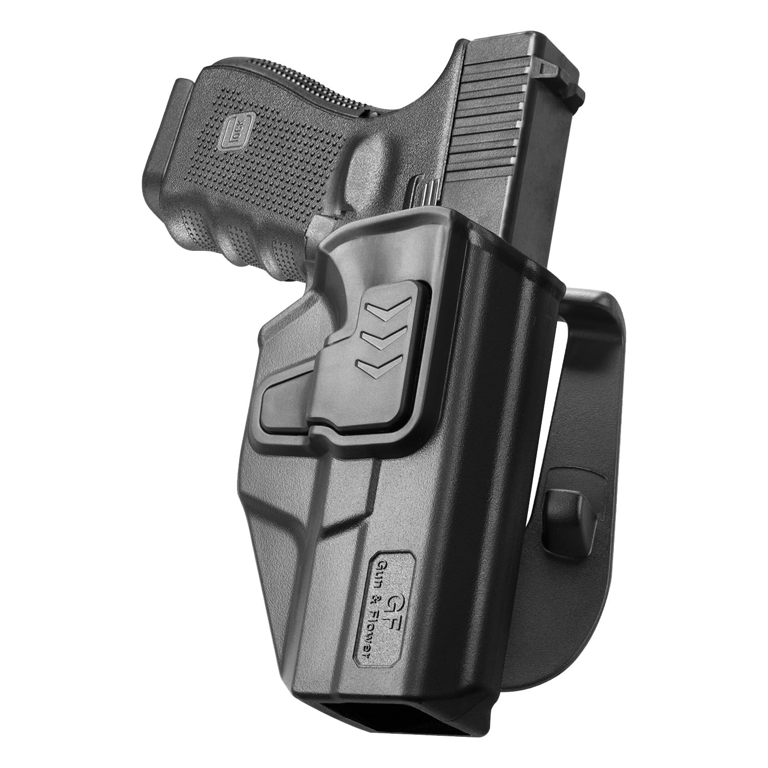 G19 OWB Holster for Glock 19 G26 Gen 3 4 5, 19X 23 Gen 3 4, G 32 44 45 丨Outside Waistband Holster with Level II Retention, 360° Adjustable丨Index/Thumb Release丨Optic-Compatible Option Available