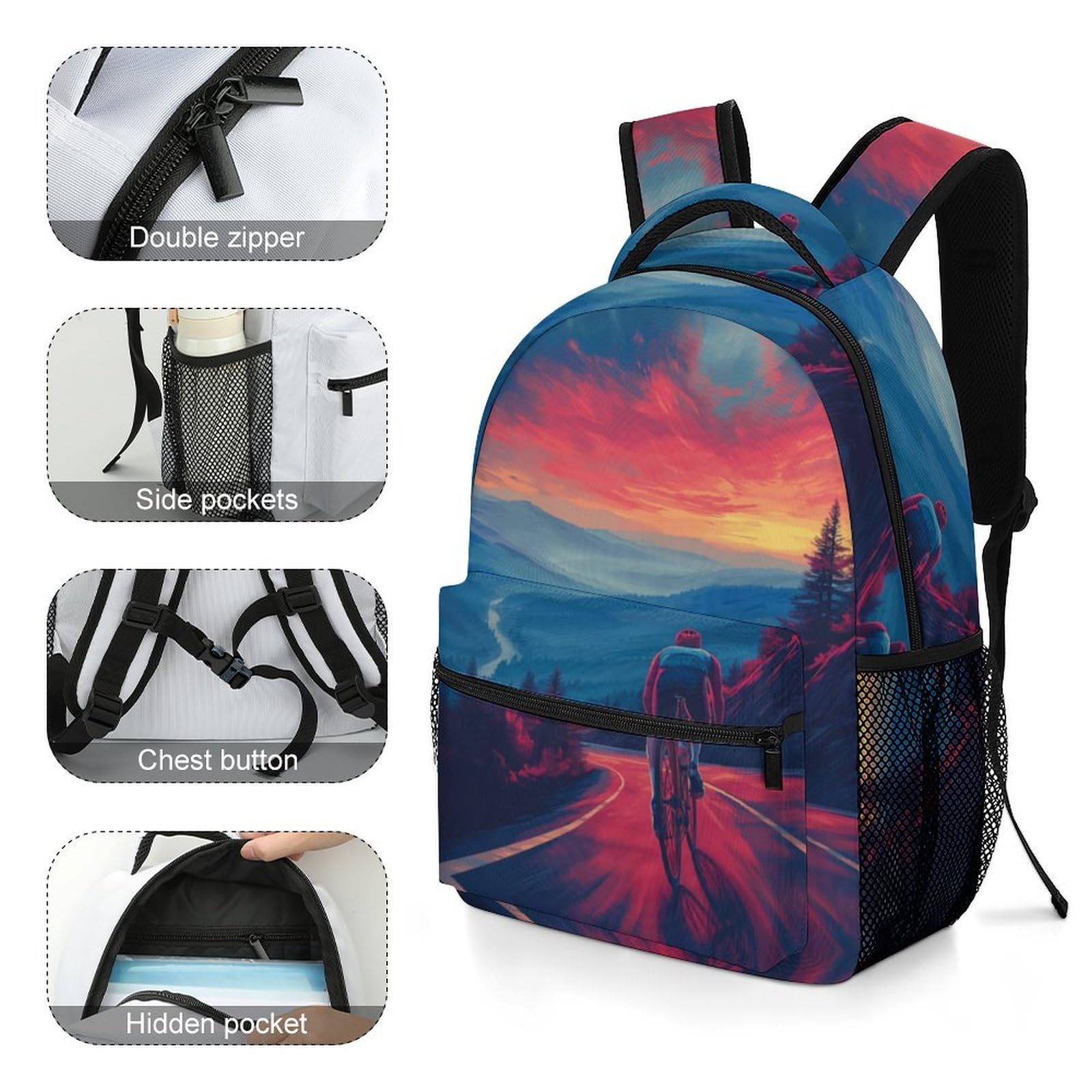 Bicicleta de montaña Mochila Infantil Transporte Morral Con Bolsillos Laterales Escolar Infantil De Gran Capacidad Para Niños One Size