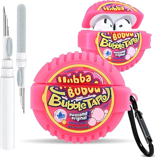 Miniatura 7 de Toyuma Funda para AirPods 4, diseño de dibujos animados kawaii, divertida funda de silicona suave 3D con llavero y kit de limpieza para mujeres,