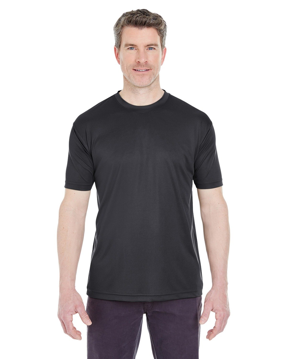 ULTRACLUBMen's Cool & Dry Sport Performance Interlock T-Shirt M BLACK