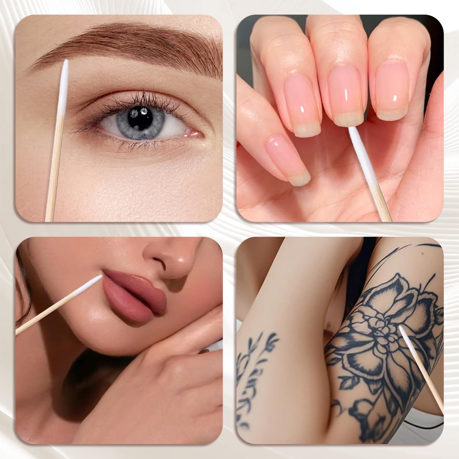 400 Piezas Bastoncillos de Algodón de Punta Fina, Palitos de Madera para Maquillaje, Tatuaje de Cejas, Nail Art y Limpieza de Ranuras