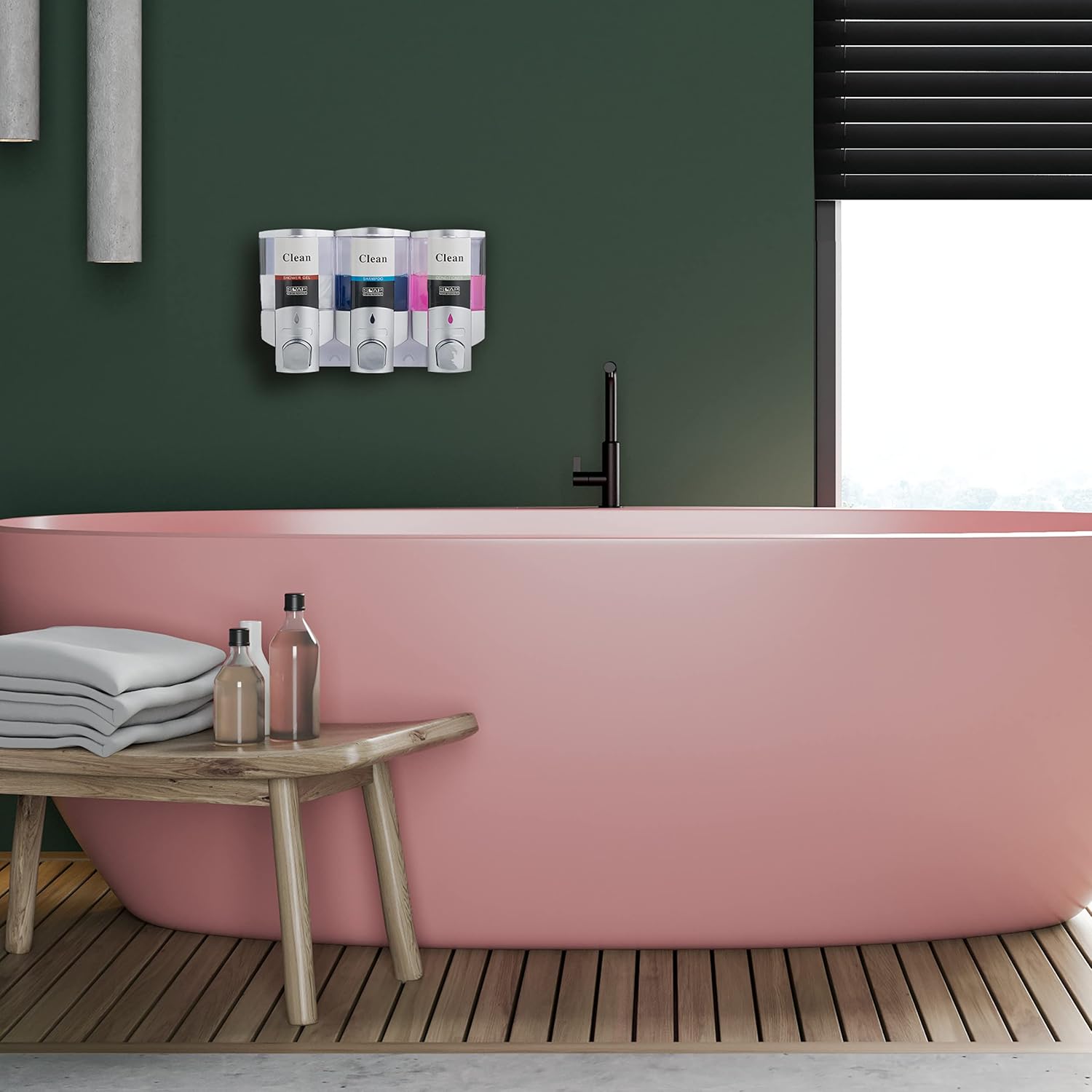 Relaxdays Triple Soap Dispenser installed in a modern bathroom