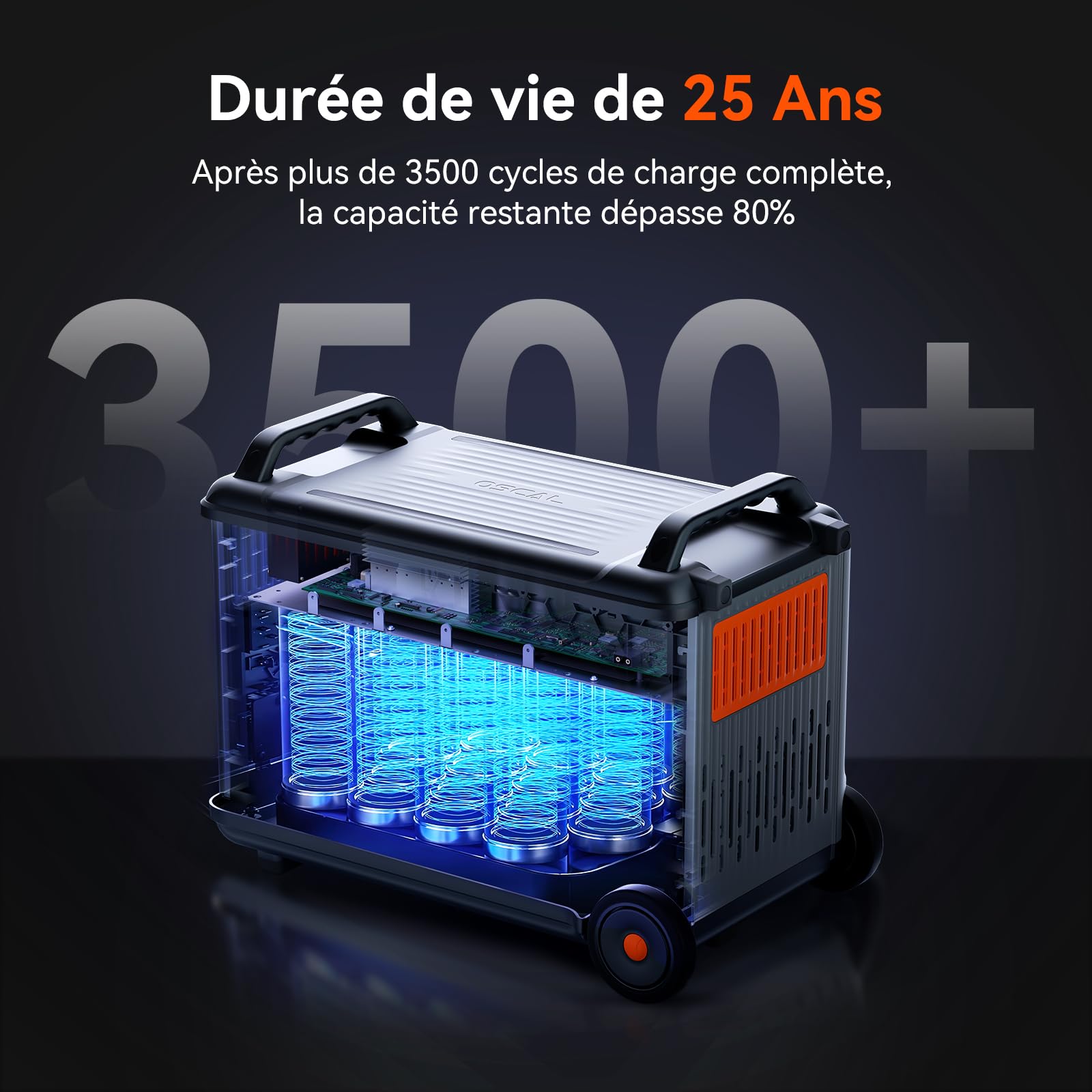 Station d'énergie portable OSCAL PM3600+2*PM200, Batterie de secours domestique LFP 3600Wh, Charge complète 1.2H,Générateur solaire pour le camping, le camping car, avec 2 panneaux solaires 200W