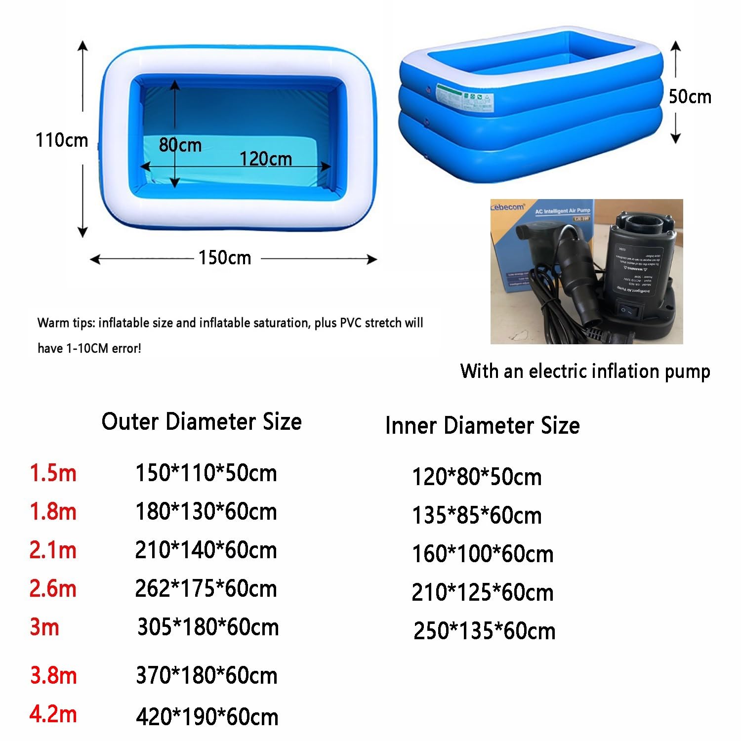 Amazon.com: HSPLXYT Inflatable Pool/Large Rectangular Swimming