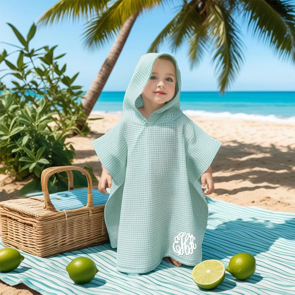 shiguangji Customized Monogram Beach Hooded Towel,Embroidery Kid Name Towel,Cute Toddler Swimsuit Towel,Baby's First Birthday Gift