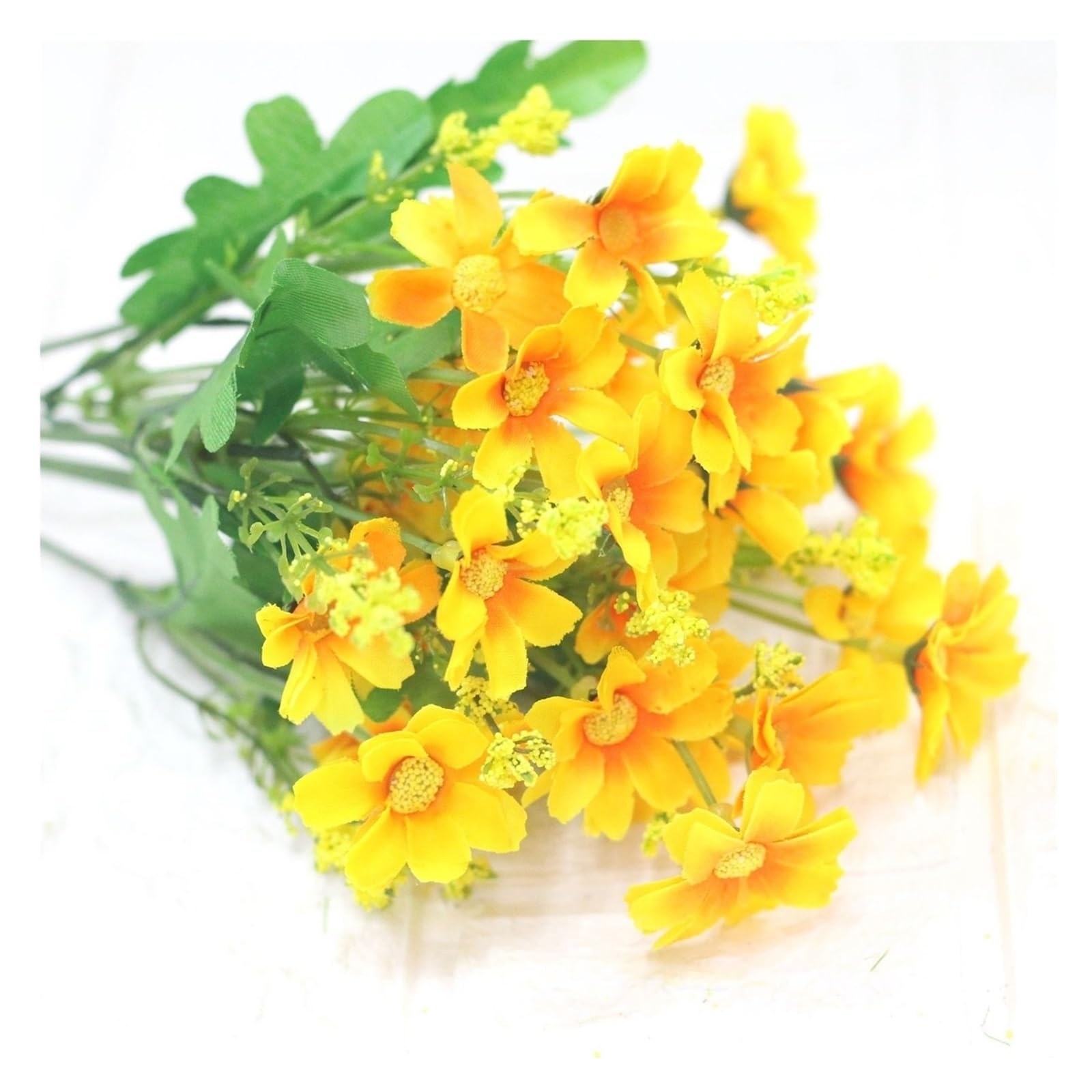 Hhmmei2024-23 Faux Flowers with Vase ﻿ Artificial Gerbera Daisy Flower Bouquet for Home Garden Decoration DIY Wedding Arches Wall Bridal Artificial Flowers(F)