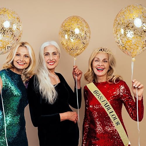 Miniatura 5 de Decoraciones de cumpleaños número 60 para mujer, banda, corona, vela de cumpleaños y globo de aluminio digital de 32 pulgadas, decoración de pastel