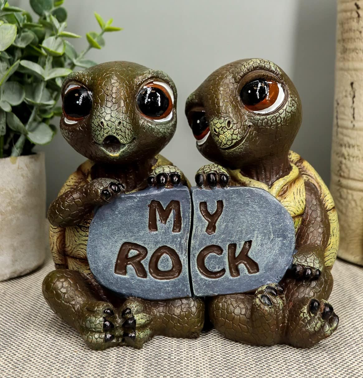 Ebros Nautical 'My Rock' Loving Tortoise Couple Figurines 2 Parts Set 5.5" Wide Romantic Valentine Lovers Whimsical Tortoises Decorative Figurine Gift Ideas for Christmas Or Anniversary