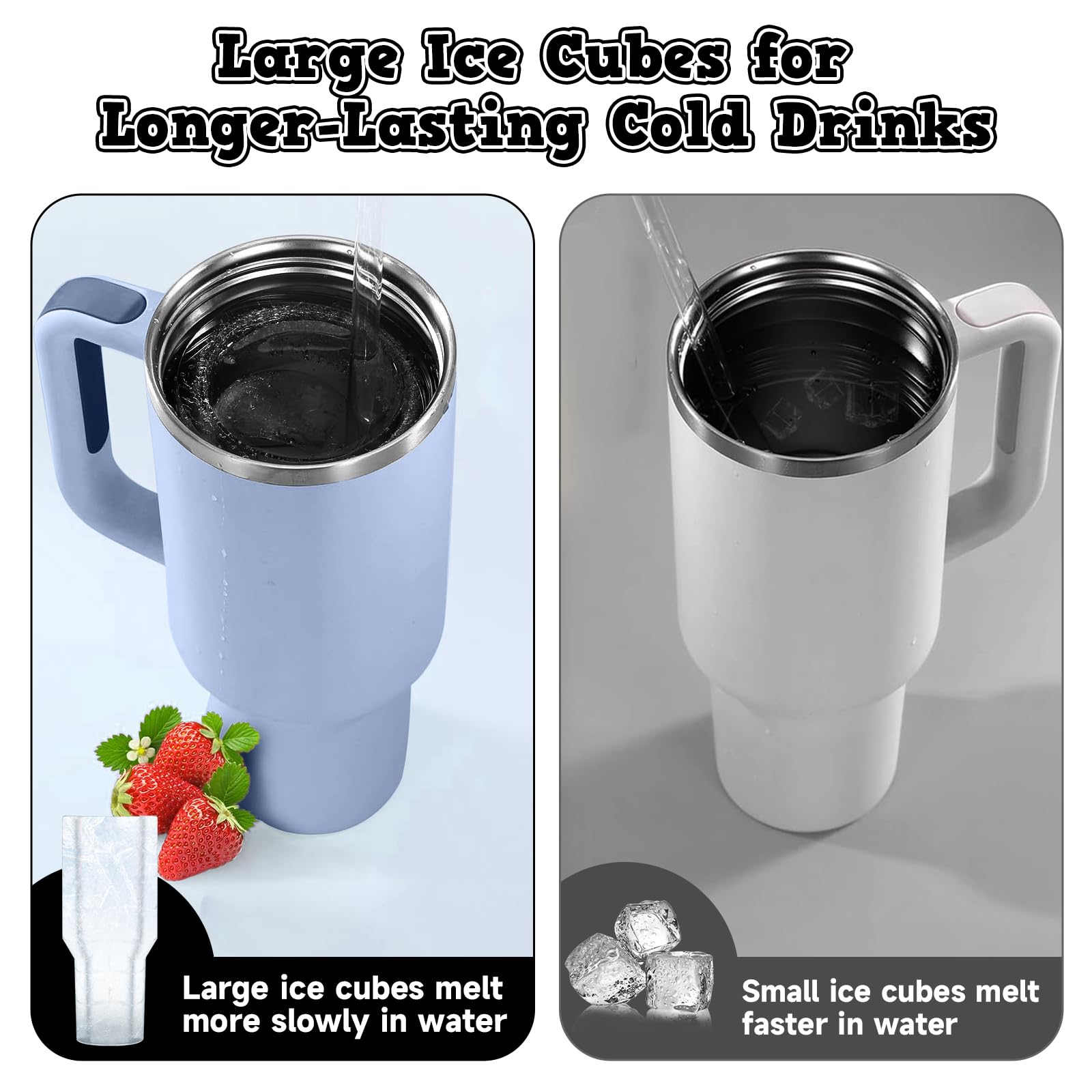 Silikon-Eiswürfelform Mit Deckel – Für 3 Hohle Zylinder-Eiswürfel, Passend Für Stanley-Becher (850-1134 Ml)