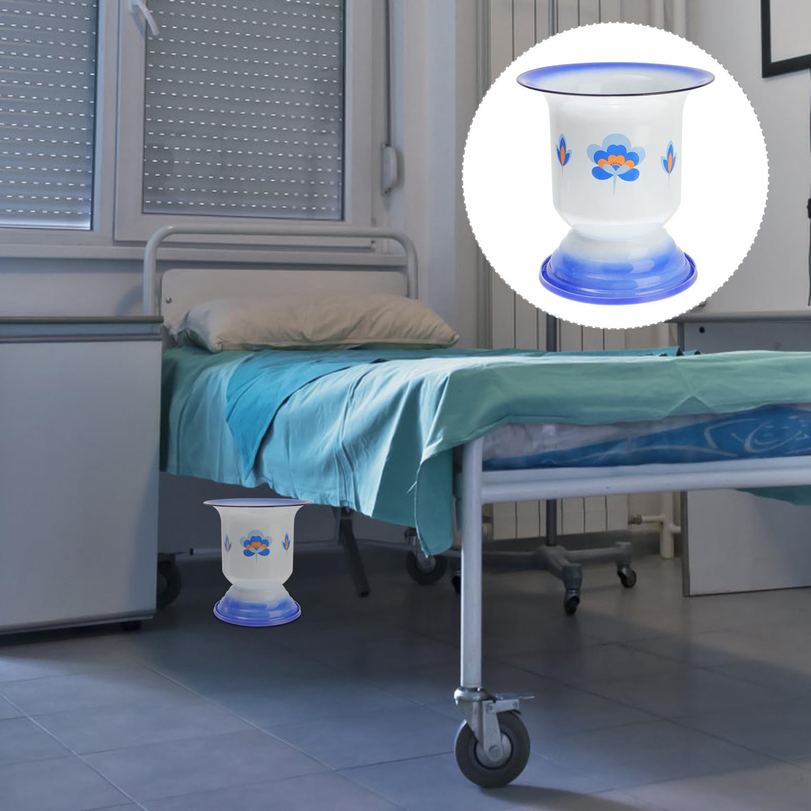 COLLBATH Vintage Emaille Nachttopf Weiß mit Praktischer Verarbeitung und Feiner Handarbeit Einfacher Urinal für Zuhause Robustes Material für Senioren und Kinder Zufälliger Stil