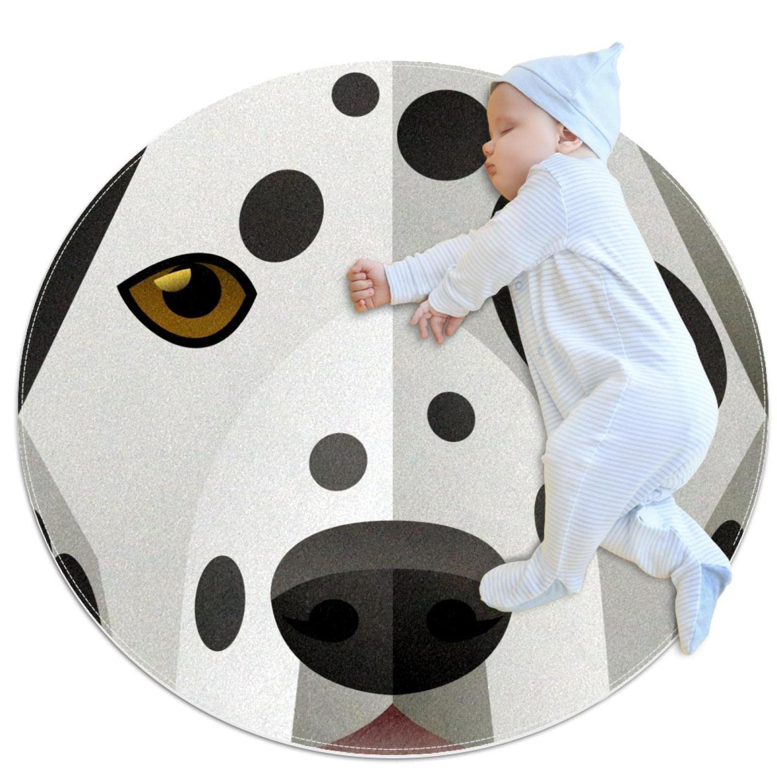 Tapis de jeu rond dalmatien JDEZ pour créer un coin lecture dans la chambre
