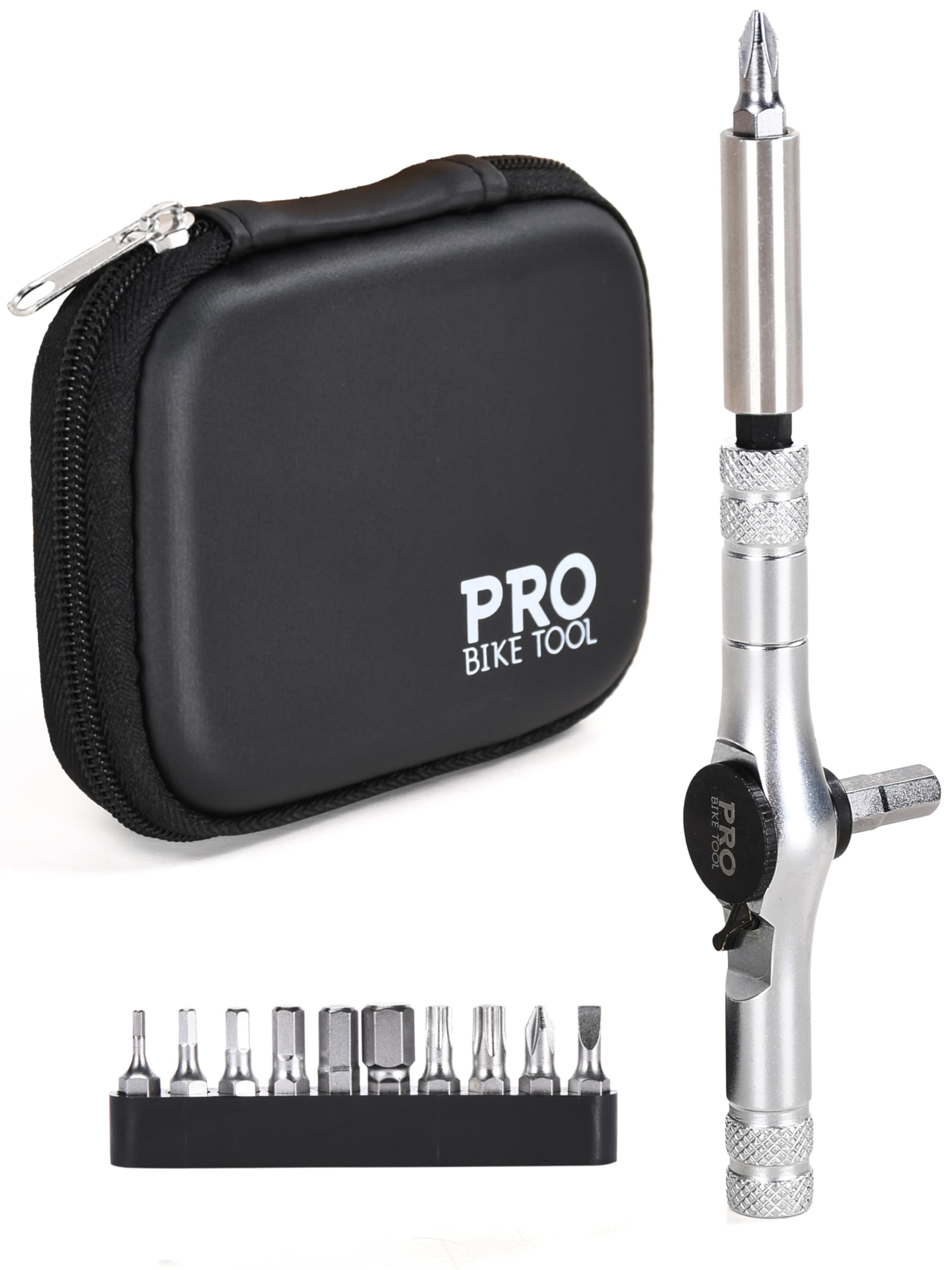 PRO BIKE TOOL Multifunction Bicycle Tool - Black Pantone 419 - Durable Steel, Compact Design for Easy Carry - Versatile Use -Screw Drivers Tool Set - 4.1 x 3.3 Inches