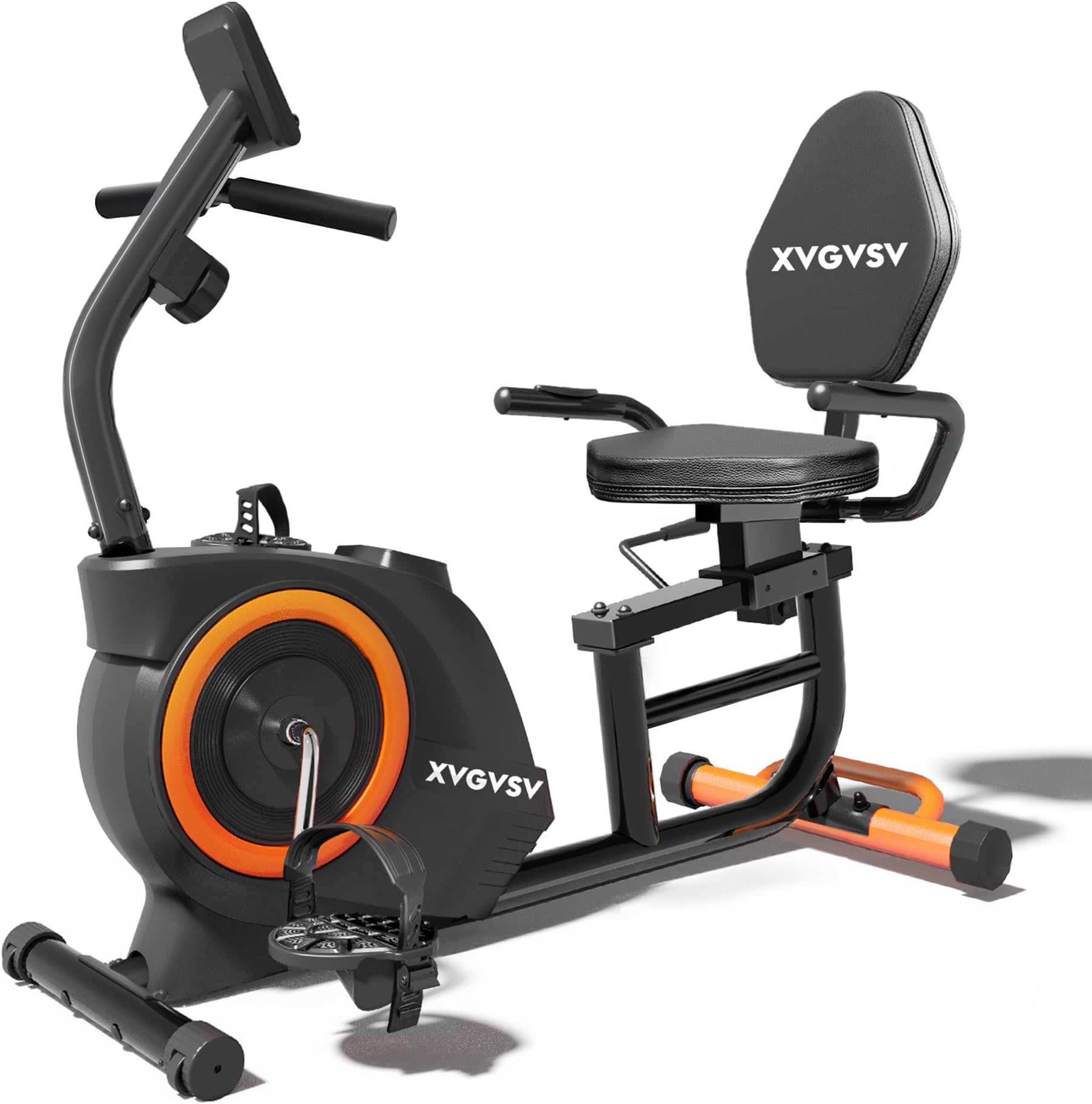 XVGVSV Recumbent Exercise Bike Comfortable Seat Multi-Function LCD, 400LB Weight Capacity Safe and Stable Operation Whisper-Quiet 16 Levels Magnetic Resistance Heart Rate Handle Recumbent Bike for
