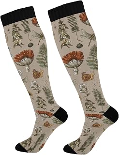 874 Crew Athletic Socks Woodland Amanita Mushroom Daisy Butterfly Crew Socks Non Slip Calf Socks Breathable Running Socks For Hiking Running Travel 40cm