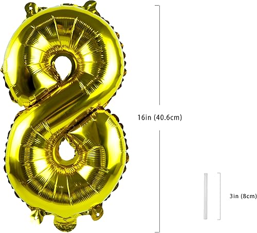 Miniatura 6 de Globos dorados del número "0" de 16 pulgadas, letra individual de lámina de mylar, para colgar, reutilizable para niñas, niños y adultos,