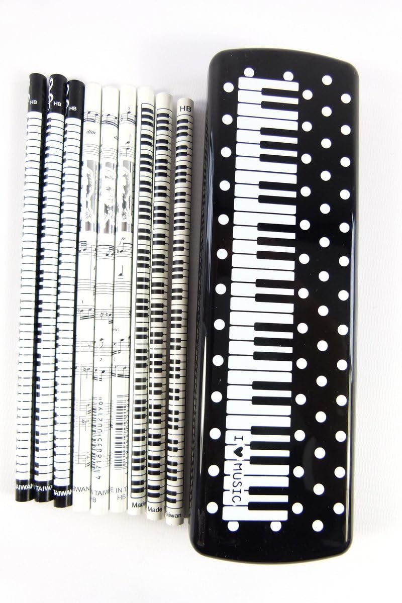 Pack of 15 Music Themed Pencils (3 design) in White Spots