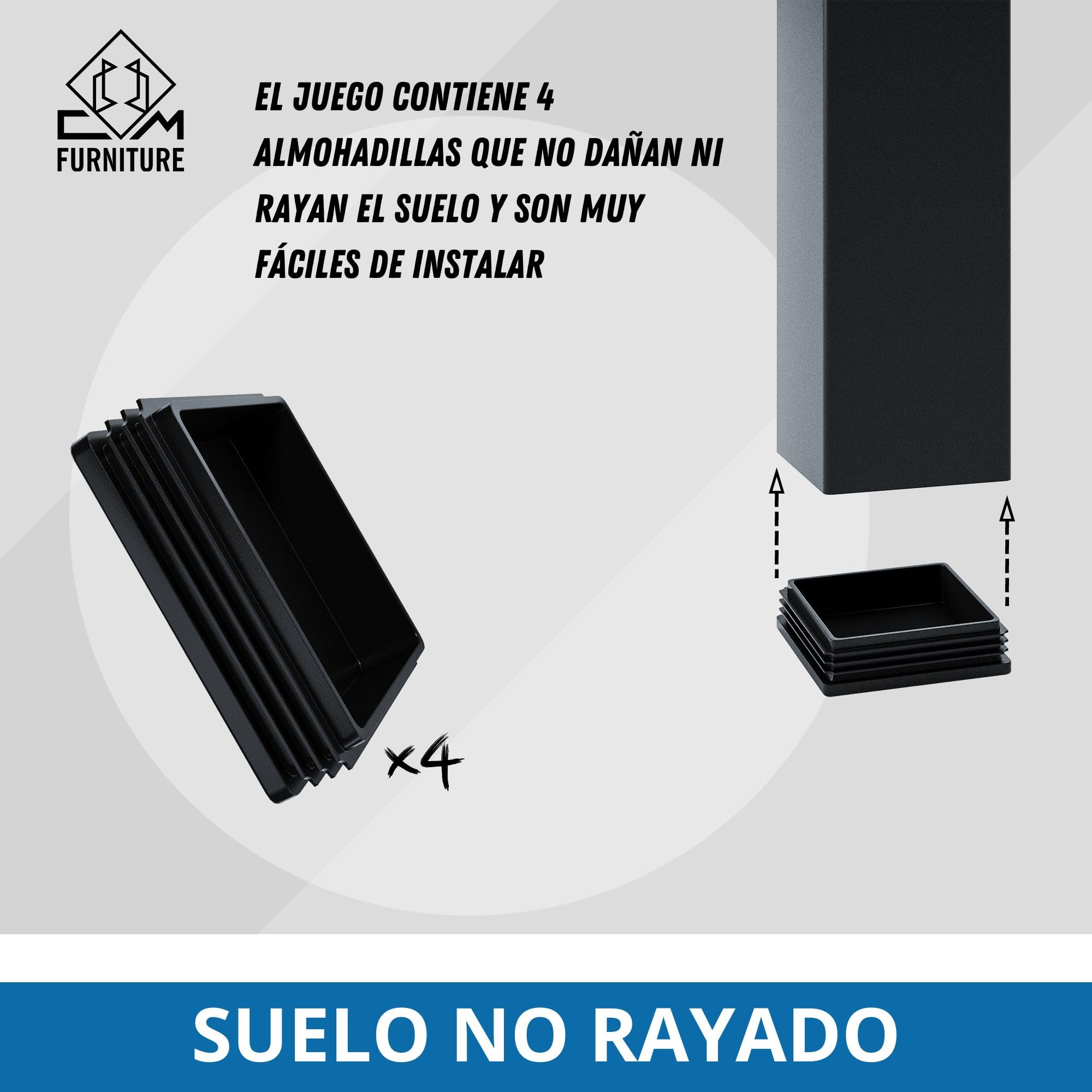 4 Pata de la Mesa de Acero Negro Perfil Cuadrado 80x80 mm, Altura: 72 cm Pies para Muebles Juego de Piernas de Acero con Tornillos para Escritorio, Encimera Pies de Mesa
