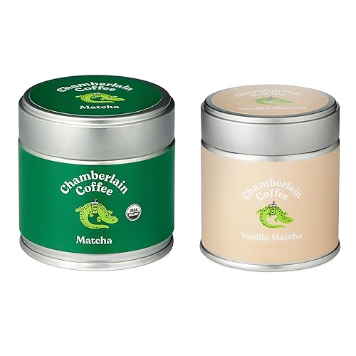 Chamberlain Coffee Paquete original de matcha y matcha de vainilla, grado ceremonial, vegano y sin gluten, polvo de té verde matcha, caliente o