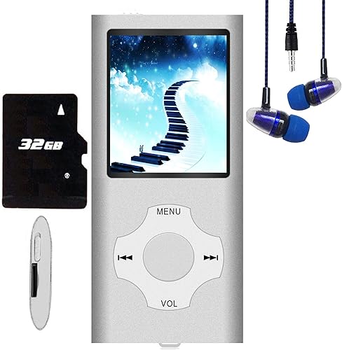 Hotechs - Reproductor de MP3 MP4, reproductor de música MP3 con tarjeta SD de 32 GB Slim Classic Digital LCD pantalla de 1.82 pulgadas, mini puerto