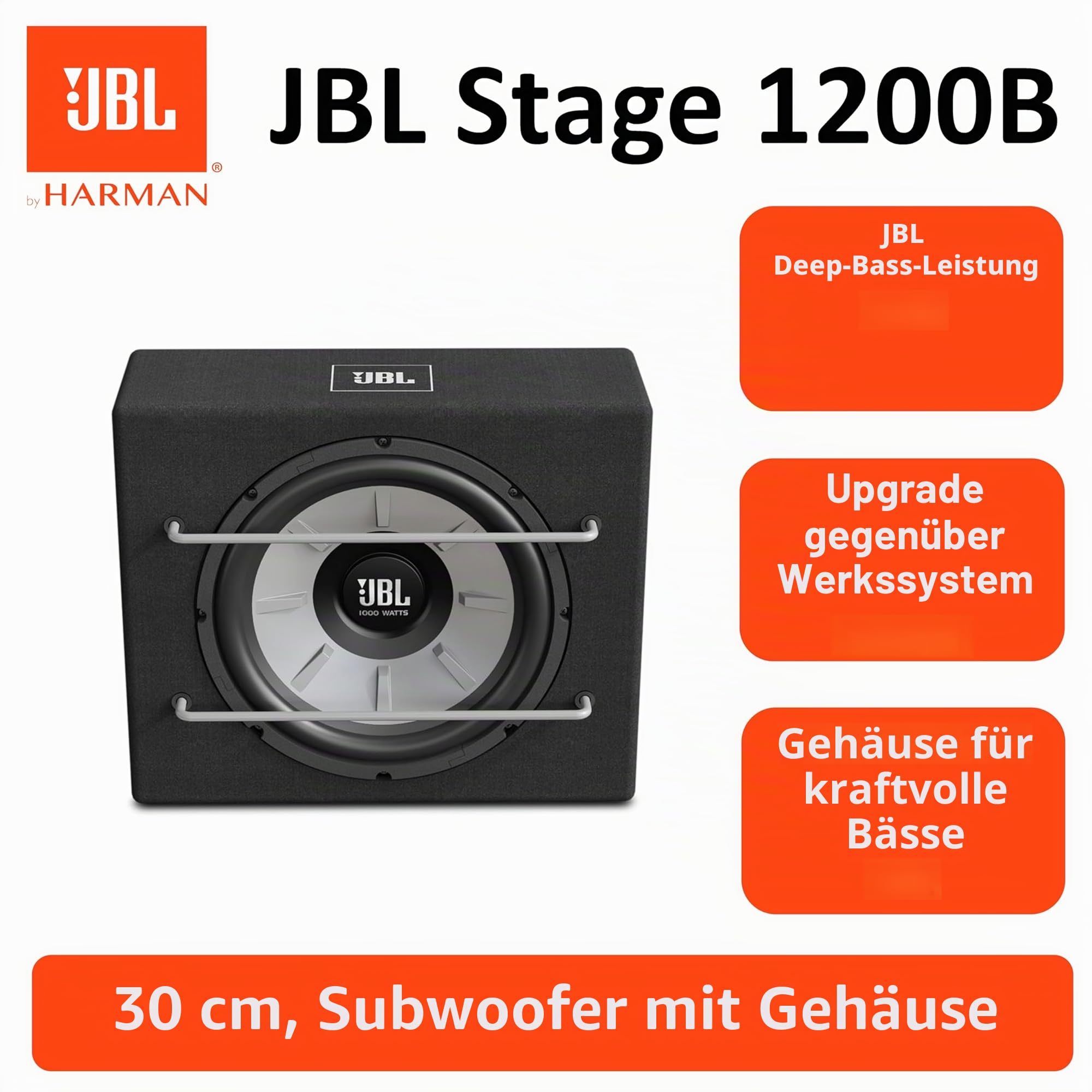 JBL Stage 1200B Subwoofer Auto - 1000 Watt Harman Kardon Car hifi - 12" JBL Radio Bassreflex Gehäuse Auto Subwoofer