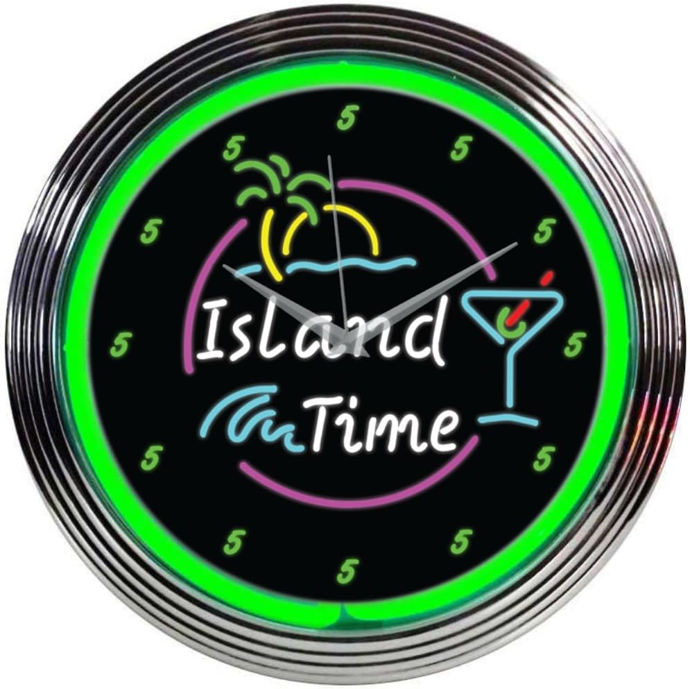 Island Time Neon Clock