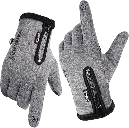 Guantes de invierno cálidos, aptos para pantalla táctil, para clima frío, guantes de conducción, resistentes al viento, antideslizantes, guantes