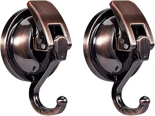 Suction Cup Hooks for Shower Heavy Duty Vacuum Suction Shower Hooks Waterproof Bathroom Towel Hooks for Hanging No Punching Robe Hooks Reusable Wreath Hanger(Red Bronze 2Pack)