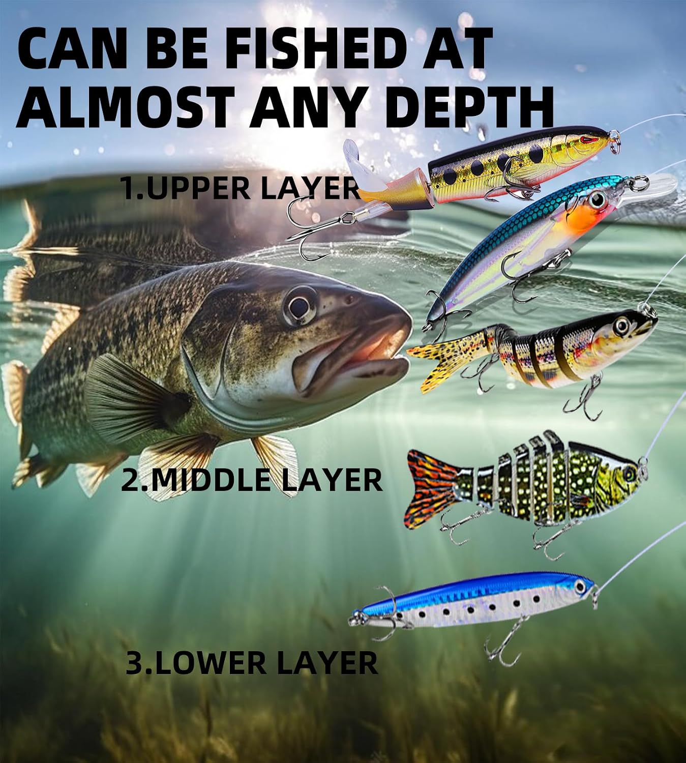 6PCS Fishing Lures for Freshwater or Saltwater,Topwater Fishing Lures, Multi Jointed Swimbaits, Amazing Fishing Gear Gifts for Family Fishing, Lifelike Slow Sinking Swimming