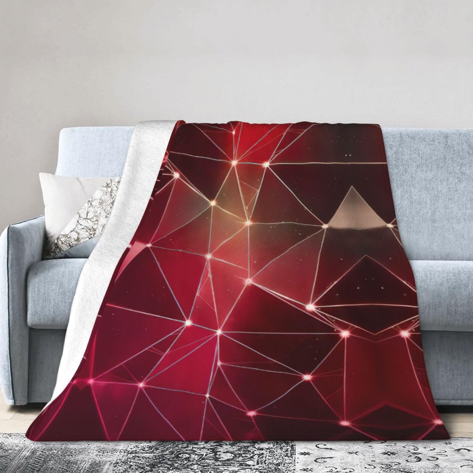 Uusnwaa Soft Cosy Fleece Warm Throw Red Galaxy Constellation Print Blanket
