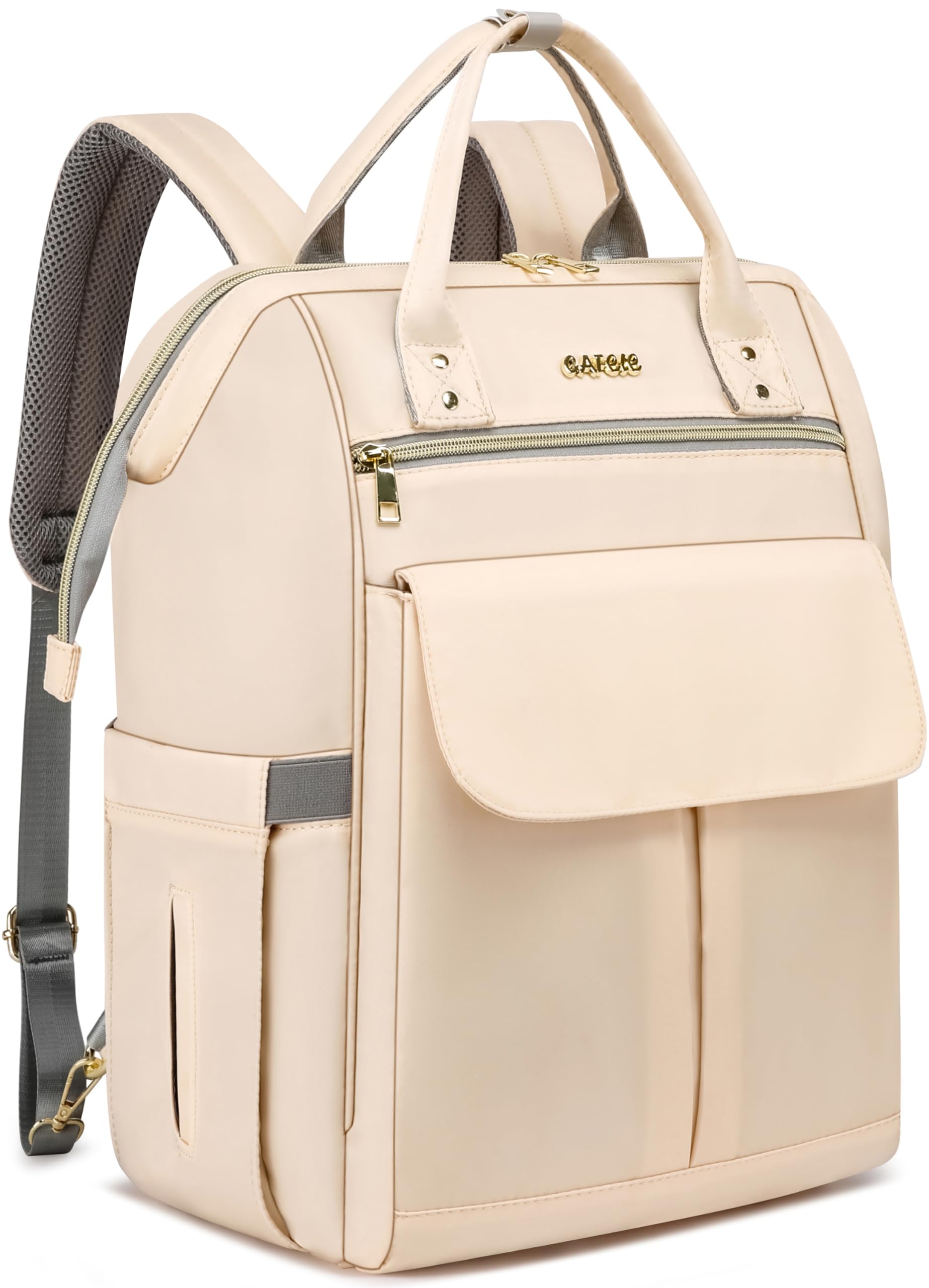 Cafele Cafele Mochilas escolares, mochilas para computadoras portátiles de 17,3 pulgadas, mochilas para estudiantes, profesores y enfermeras de la escuela de trabajo, mochilas amplias y convertibles, beige