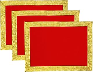Shubhkart Velvet Aasan Medium (Size: 7" x 10" Inch) Plain Red Velvet Pooja Aasan Cloth/Chowki Aasan Kapda Mat/Mini, Altar ...