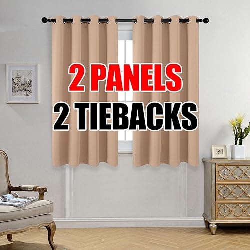 Miniatura 1 de Set de 2 cortinas para ventana, de Miuco, opacas, con ollaos, para recámara, incluye 2 alzapaños