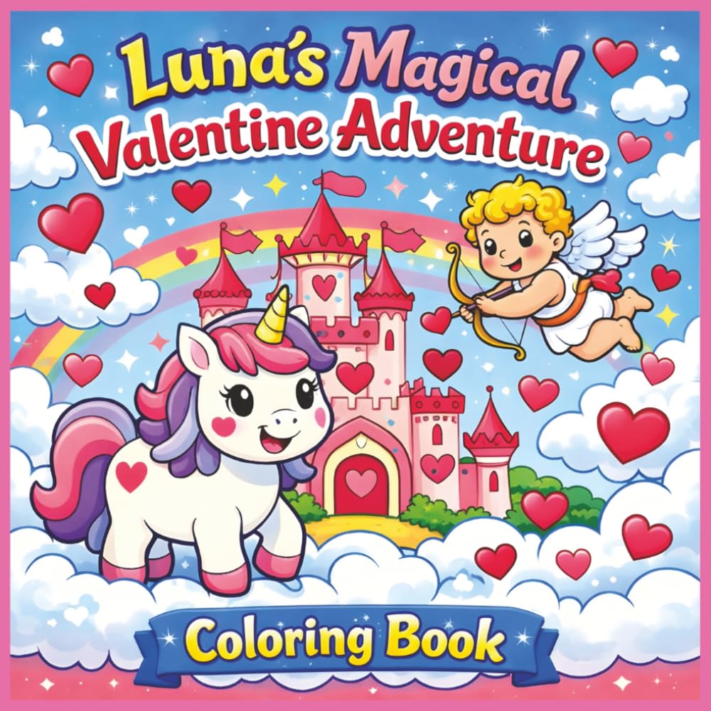 Luna’s Magical Valentine Adventure: A Sweet Valentine’s Day Coloring Book for Kids Ages 3–8 Featuring Unicorns, Kindness, and Screen-Free Fun