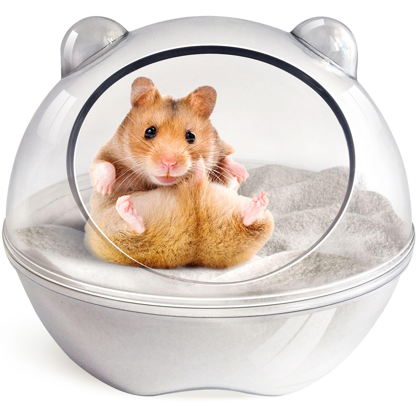 Hamster Badezimmer, Hamster Badewanne, Sandbadbehälter, Hamstertoilette und Sandkasten, Staubbadewanne, Kleintierspielzeug,Sandbadebox für Hamsterkäfig-Zubehör,SandBad Spielzeug(S 11*11*8.8cm)