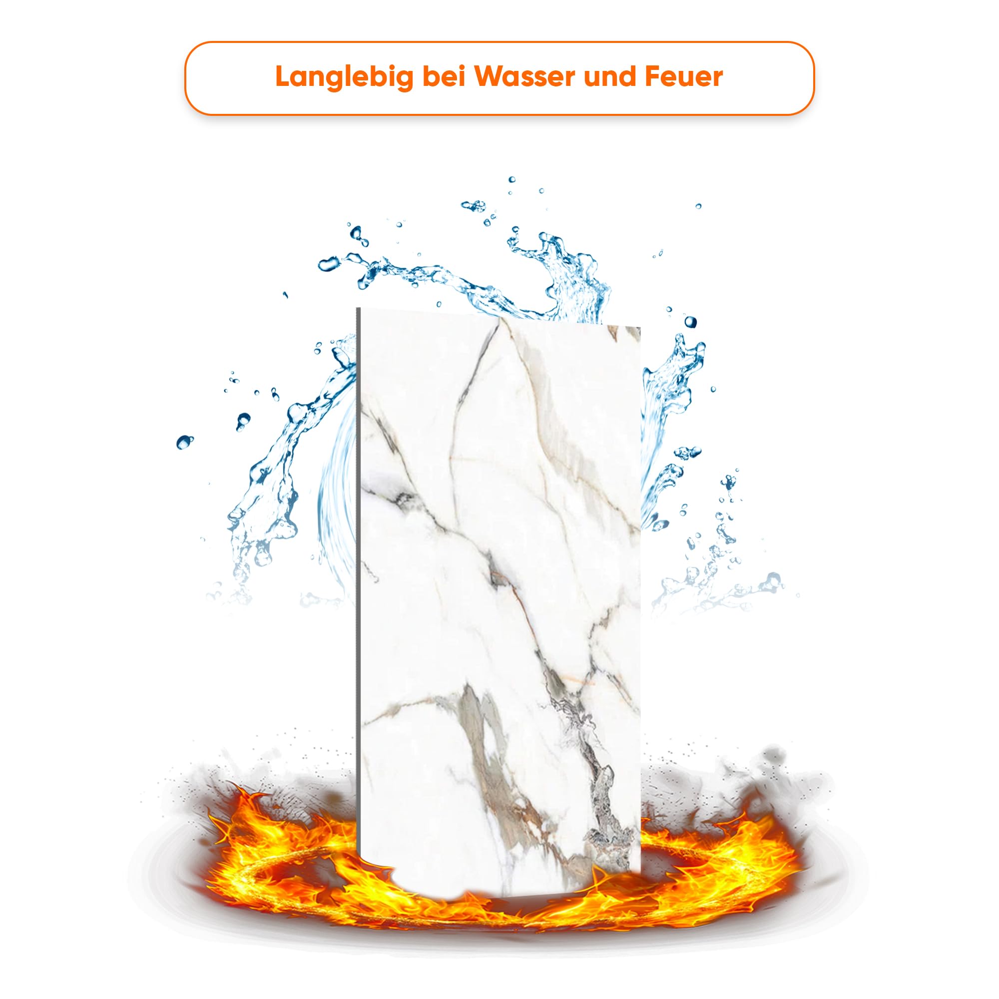 Wandpaneele Badezimmer Wasserfest 122x260 cm – PVC Wandpaneele Marmoroptik als Duschrückwand Kunststoff & Wandverkleidung Bad, auch für Küche & Innenbereich | GardenofEden