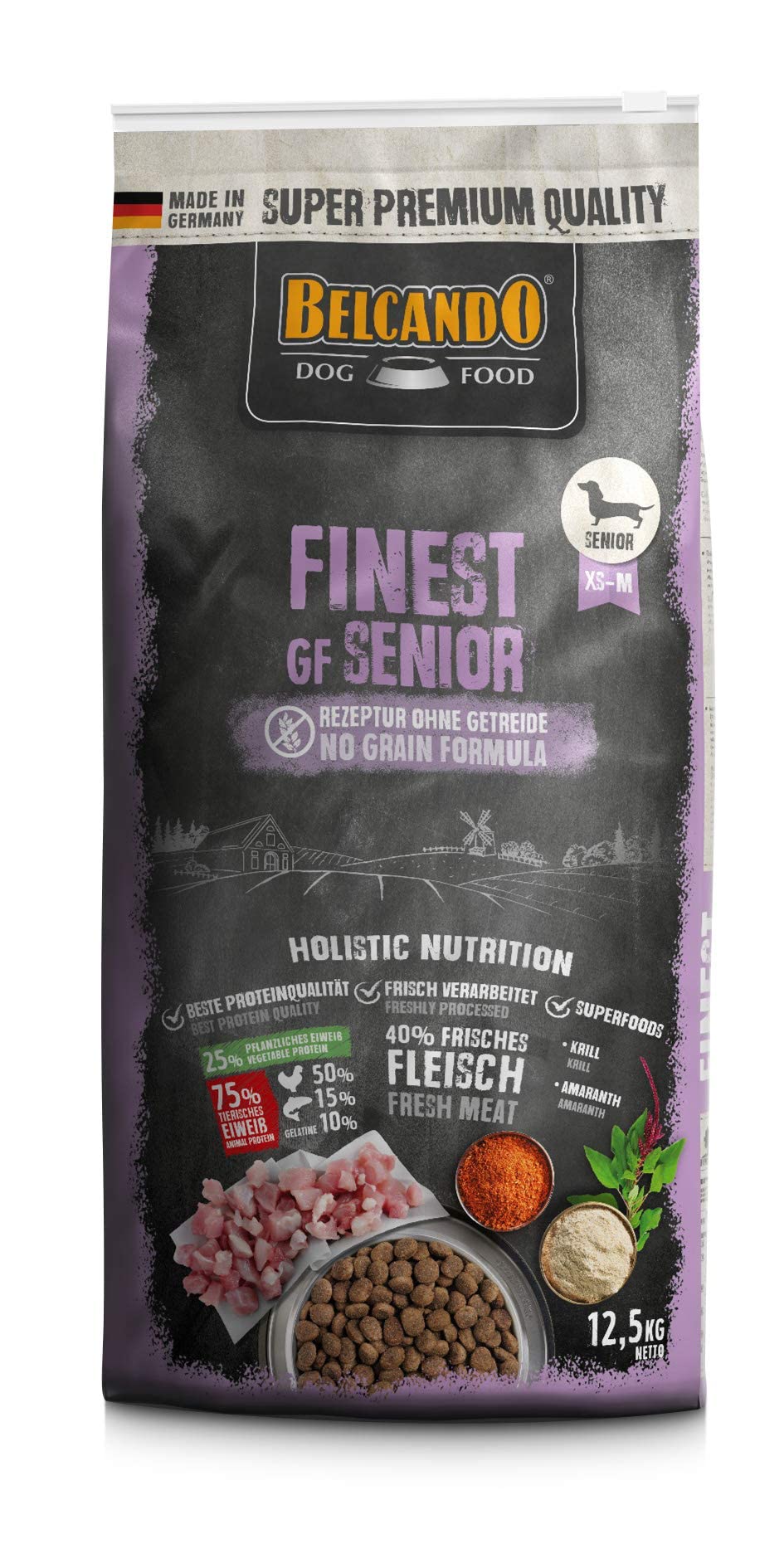 Belcando Finest GF Senior [12,5 kg] Cibo per cani senza cereali | Cibo secco per cani anziani e sensibili | Alimento completo per cani di almeno 1 anno