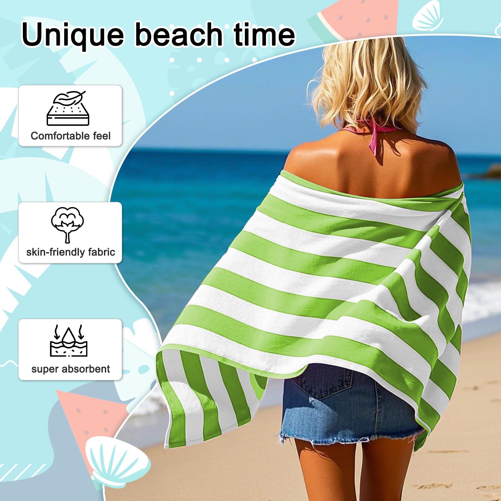 Zusentee Telo Mare Microfibra, Asciugamano da Spiaggia 180x90 cm Asciugatura Rapida, Telo Mare Antisabbia Morbido e Leggero,Adatto per Yoga in Spiaggia Nuoto,Verde