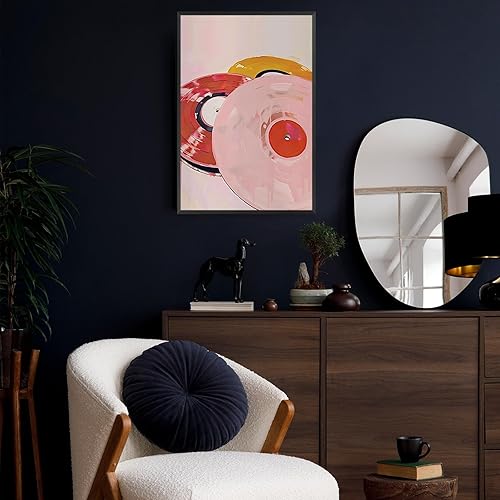 Miniatura 5 de Póster estético con temática de música vintage, diseño de acuarela, rosa, rojo, naranja, abstracto, para sala de estar, dormitorio, 12 x 16