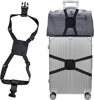 Lancry Elastic Fastening Belt for Luggage, Adjustable Luggage Straps for Suitcases Attach Bags, Portable Travel Suitcase Accessory (Black)