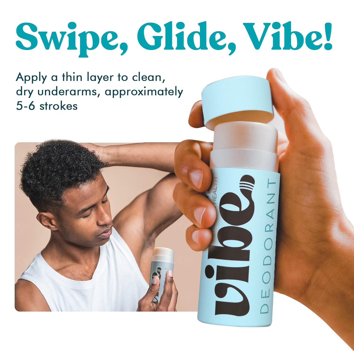 Vibe Aluminum Free Natural Deodorant for Women and Men - Long Lasting Odor Control with Organic Coconut Oil and Beeswax for Sensitive Skin, No Baking Soda or Parabens, Plastic Free (Jasmine) - Image 6