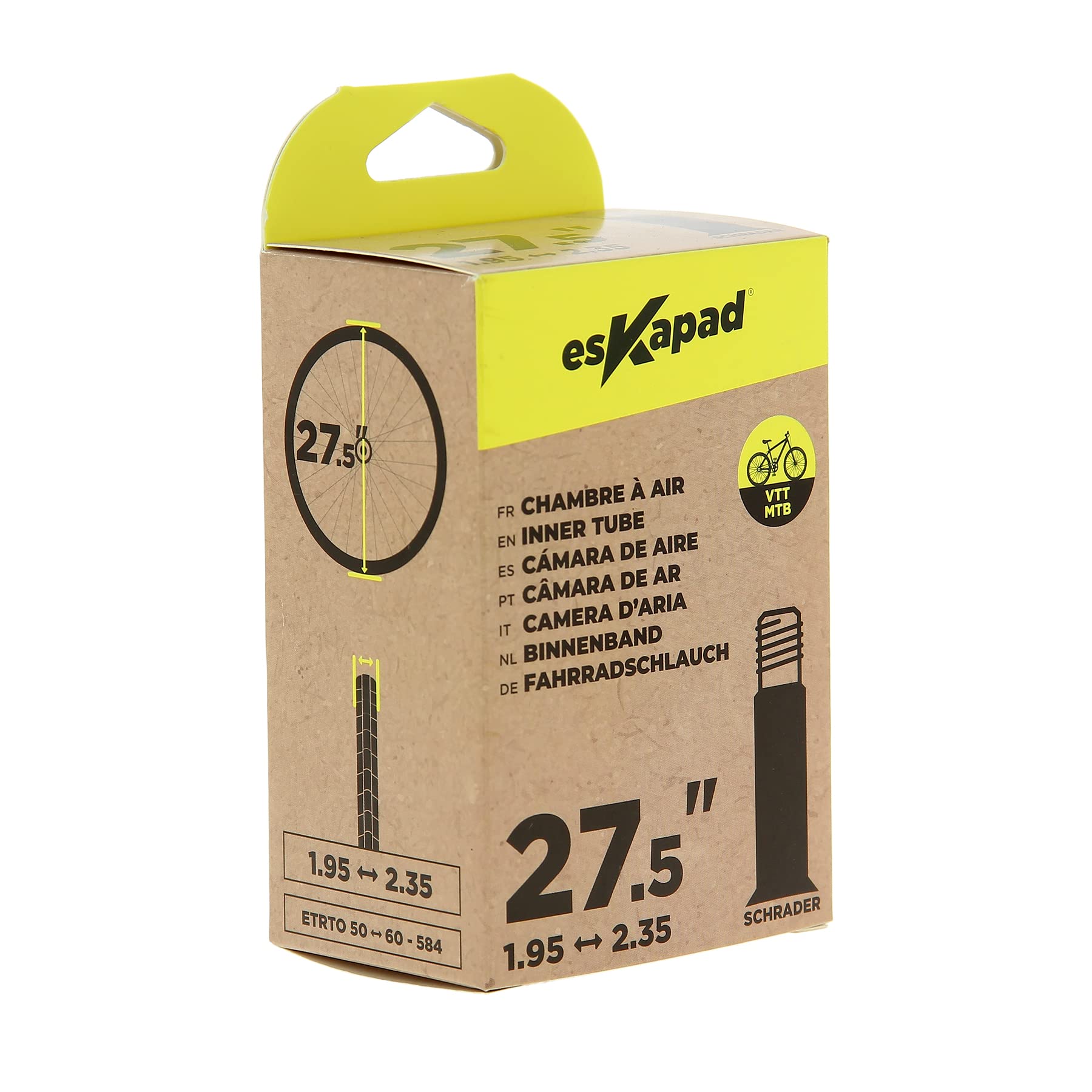 esKapad Mountain Bike Inner Tube 27.5 Inches x 1.95 to 2.35 cm Schrader Valve Unisex-Adult, Black, 27,5 pouces x1,95 à 2,35 - Image 4