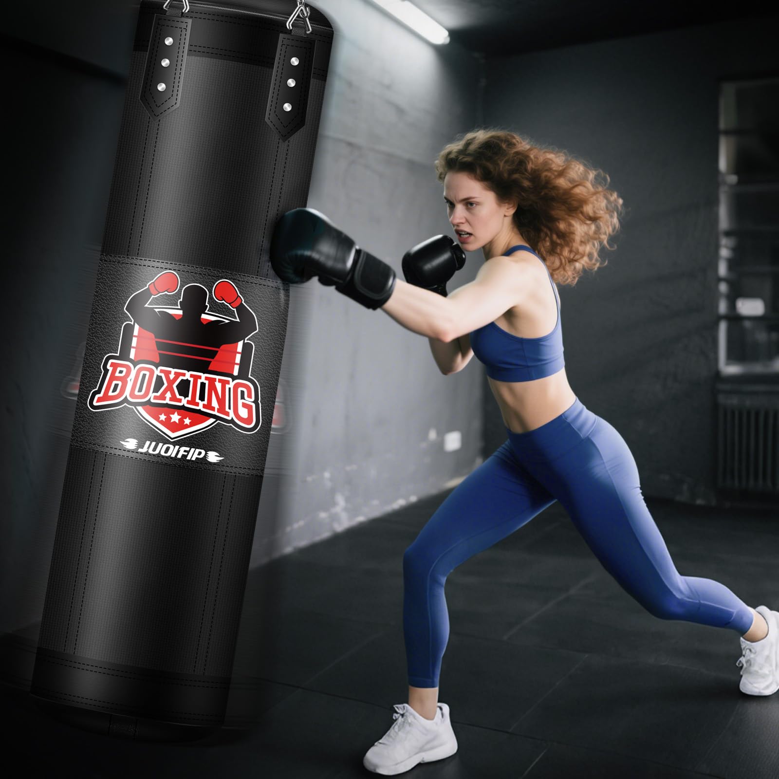 Punching Bag Set for Adults, 4FT Oxford Heavy Boxing Bag Set with 12 OZ Boxing Gloves, Suitable for MMA Karate Kickboxing Boxing Muay Thai Training at Home or Gym - Unfilled Heavy Bag
